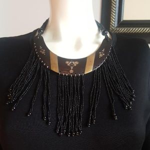 Gorgeous gold-tone black beaded necklace
